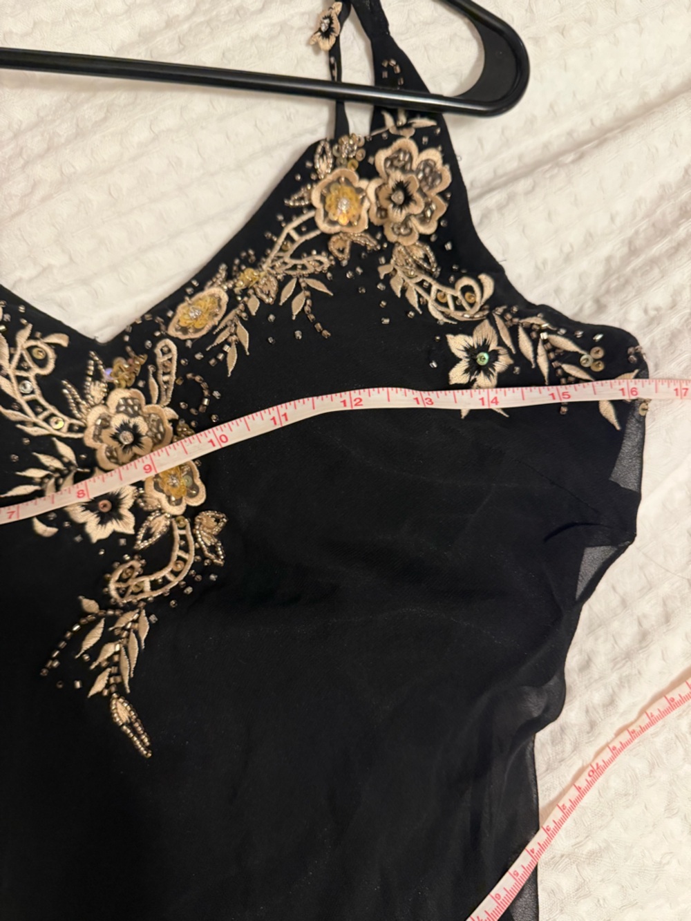Sue Wong Black Silk Dress with Floral Beaded Embroidery - Picture 4 of 5